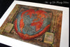 "Old World Map #7" Hand Painted on Authentic Cloth Canvas by Dr Franky Dolan