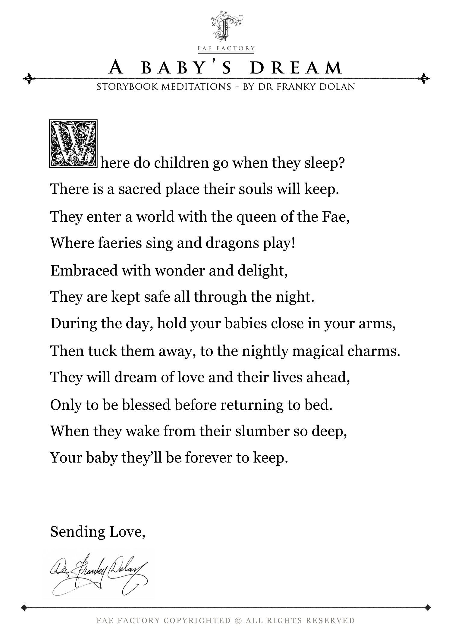 "A Baby's Dream" by Dr Franky Dolan