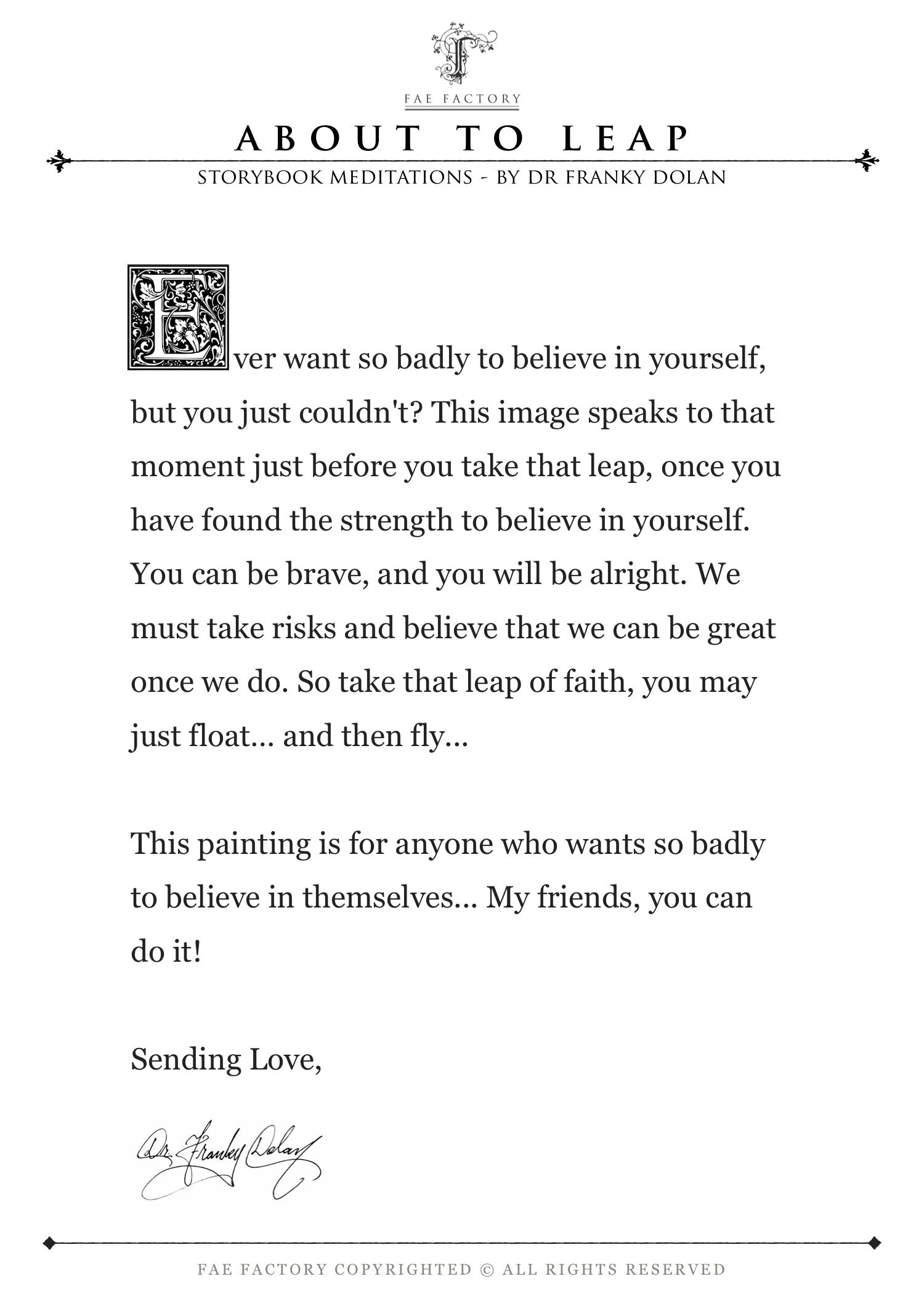 "About To Leap" by Dr Franky Dolan