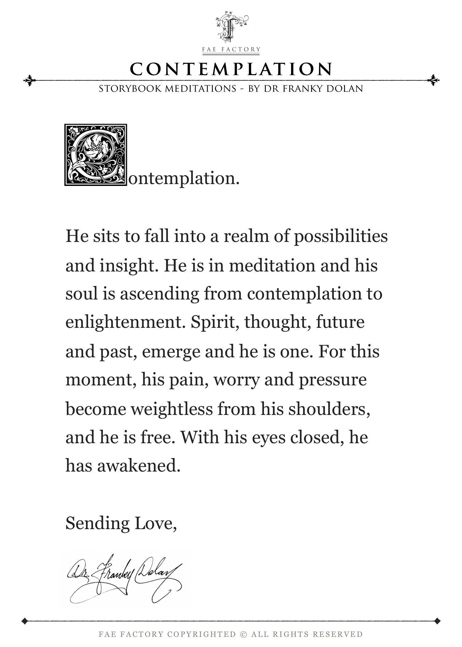 "Contemplation" by Dr Franky Dolan