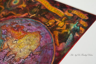 "Old World Map #10" Hand Painted on Authentic Cloth Canvas by Dr Franky Dolan
