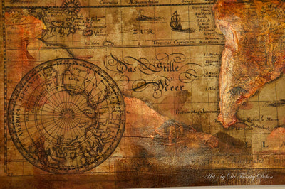 "Old World Map #1" Hand Painted on Authentic Cloth Canvas by Dr Franky Dolan
