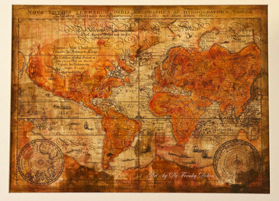 "Old World Map #1" Hand Painted on Authentic Cloth Canvas by Dr Franky Dolan