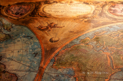 "Old World Map #14" Hand Painted on Authentic Cloth Canvas by Dr Franky Dolan