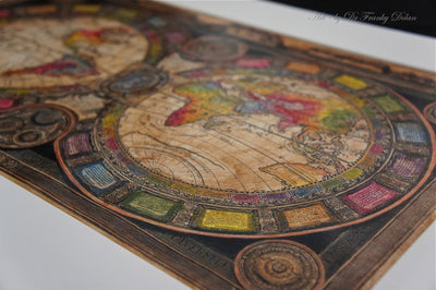 "Old World Map #5" Hand Painted on Authentic Cloth Canvas by Dr Franky Dolan