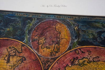 "Old World Map #8" Hand Painted on Authentic Cloth Canvas by Dr Franky Dolan
