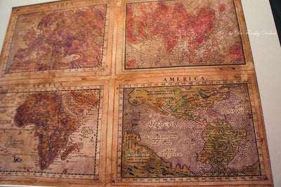 "Old World Map #12" Hand Painted on Authentic Cloth Canvas by Dr Franky Dolan